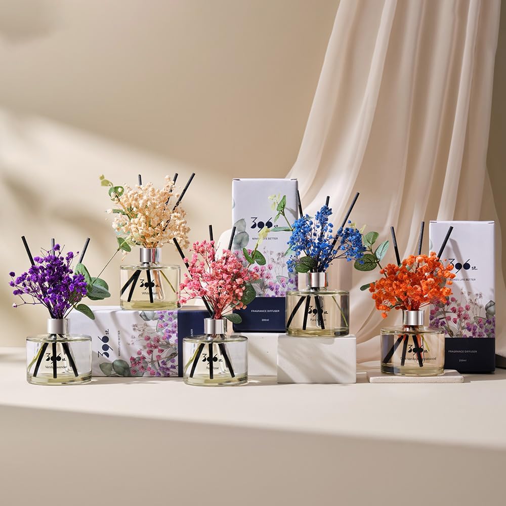 396 st. Rose Flower Reed Diffuser, Vanilla Lavender, 200ml(6.7oz) / Reed Diffuser Sets, Home Fragrance, Scented Oils, Home & Bathroom Décor