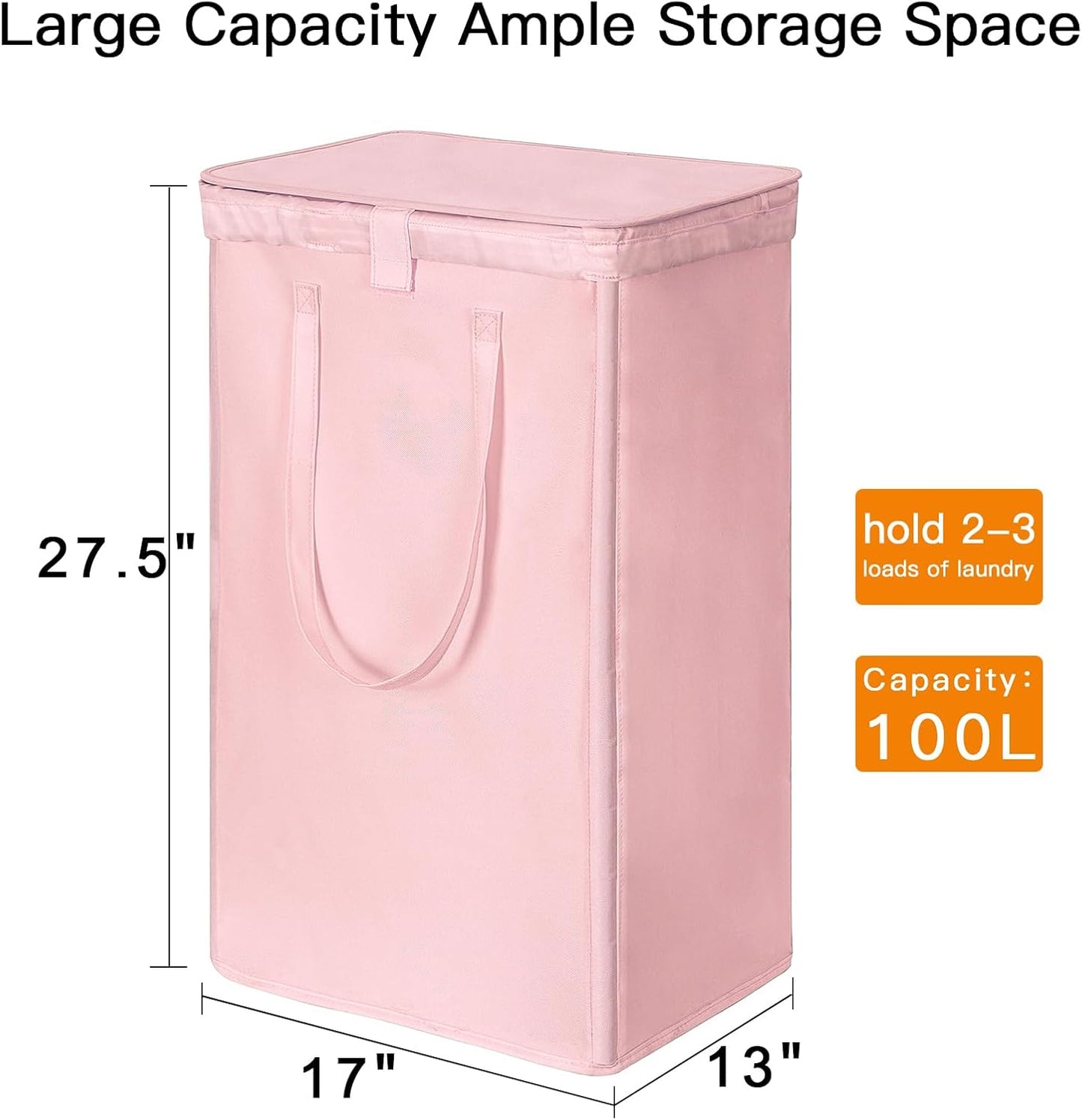 WOWLIVE 180L Laundry Hamper with Lid 3 Section,Large Laundry Basket with Removable Bags and Handles,Collapsible Dirty Clothes Hampers for Laundry,Laundry Basket Organizer for Laundry Room,Dorm,Beige