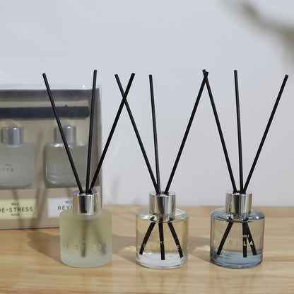 3 Pack Fragrance Reed Diffuser, 50ML Lavender Jasmine Lemongrass Aromatherapy Diffuser Set with 12 Black Fiber Sticks,Air Freshener for Bedroom Bathroom Office, 8.2X 6.6X 2.1 inch