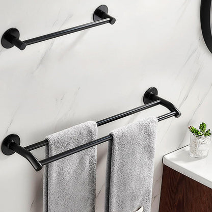 Luxshiny Punch-Free Aluminum Alloy Dual-Pole Towel Holder 40cm Black, Bathroom and Kitchen Wall-Mounted Storage Rack for Hand Towels and Cleaning Cloths