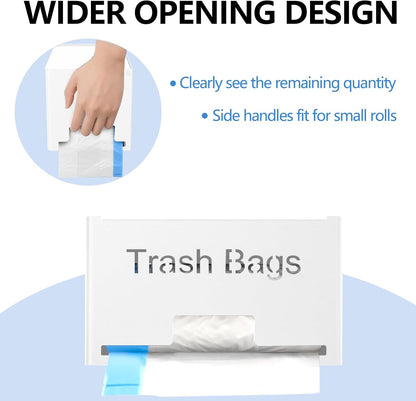 STWWO Large Trash Bag Holder Dispenser, Metal Garbage Bag Dispenser Roll Holder, Kitchen Trash Storage Organizer for Under Sink, Wall Mounted or Freestanding, Black