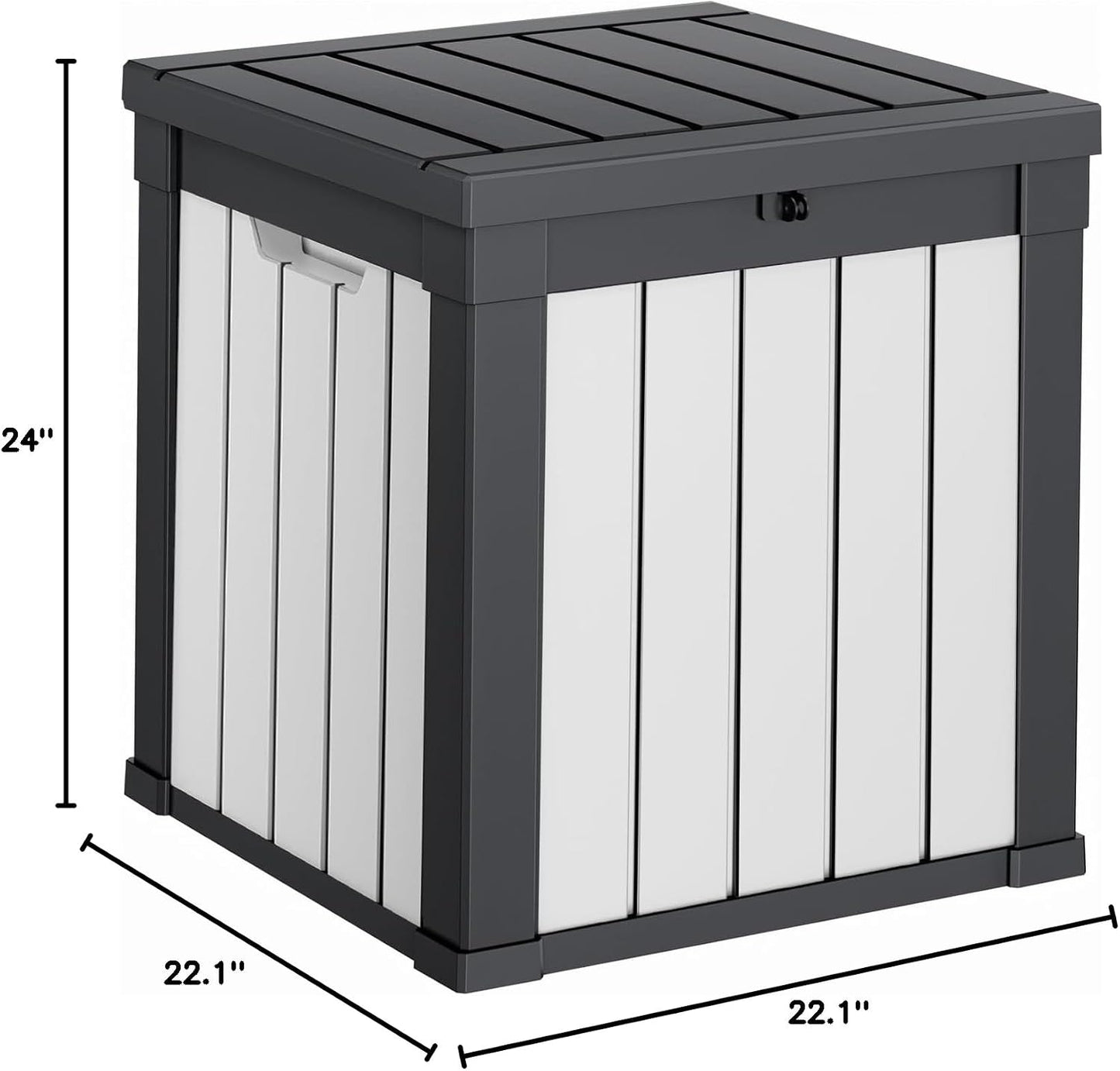 PatioZen 100 Gallon Resin Deck Box, Lockable Patio Outdoor Storage Box for Furniture, Garden Tools and Tools Storage, Waterproof Outside Storage Boxes - Black