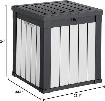 PatioZen 100 Gallon Resin Deck Box, Lockable Patio Outdoor Storage Box for Furniture, Garden Tools and Tools Storage, Waterproof Outside Storage Boxes - Black