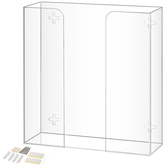 Storage Standard Glove Box Holder Dispenser - Kitchen, Medical, & Latex Gloves Holder Wall Mount or Countertop, Universal Fit - Thick Acrylic, Easy to Use, Slide, & Load Open Top Design - Clear