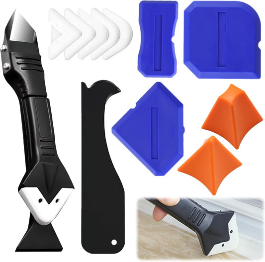 7 Piece Caulking Tool Kit, Silicone Caulking Tools Set with Caulk Finishing Tool, Caulk Smoothing Tool & Grout Tool, All - in - One for Bathroom, Kitchen, Window Sealant & Grout Projects