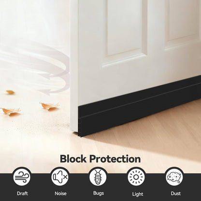 Door Draft Stopper, Ohuhu 39"L x 2"W Silicone Weather Stripping Under Door Seal for Exterior Interior Doors, 1" Widened Strong Adhesive, Soundproof Door Sweep Strip to Block Cold, Noise, Light Pests