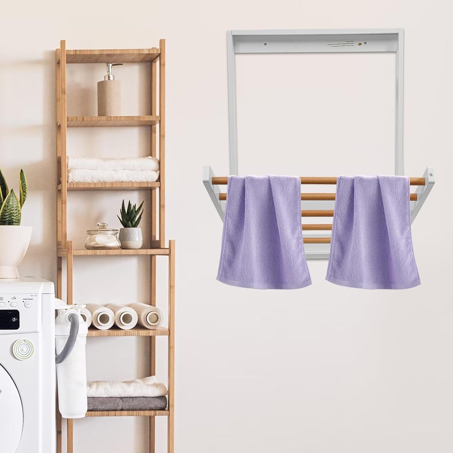 Wall Mounted Clothes Drying Rack, Space-Saving Foldable Wall Mounted Clothing Dryer Racks with Drop-Down Design for Balconies, Toilets, Laundry Rooms, Bathroom