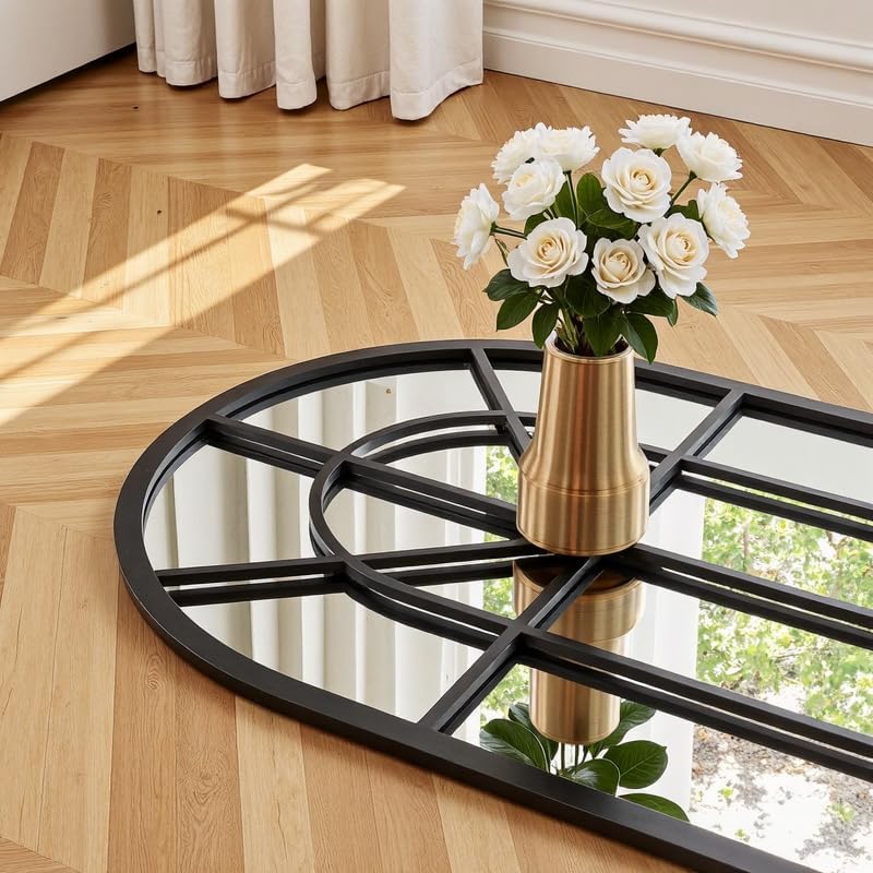 OGCAU Floor Full Length Mirror, 56"x20" Arched Full Body Mirror, Hanging or Leaning, Standing, Wall Mounted with Aluminum Frame for Bedroom Living Room, White
