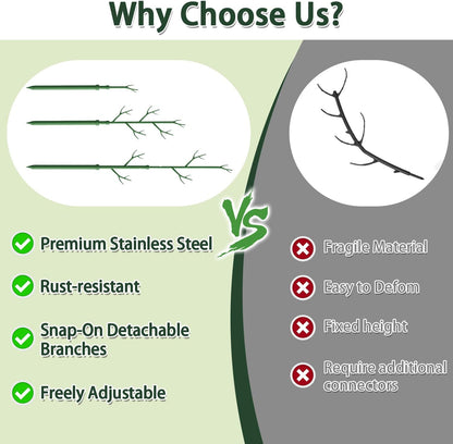 Telescoping Monstera Plant Support Stakes,17.3IN to 43.3IN Detachable Branch Plant Sticks Support Tall for Indoor Outdoor Climbing Plants,Adjustable Length Plant Accessories for Potted Plant-2 Pack