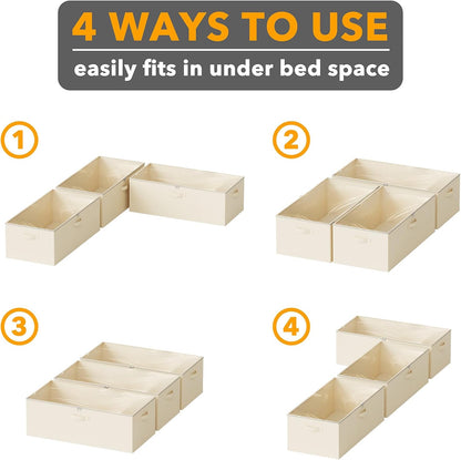 SpaceAid 3 Pack 10" High Under Bed Storage Containers, Large Underbed Storage Organizer Bins with Lids for Bedroom, Dorm, Clothes, Closet Organization, Bed Sheets and Blankets (Gray)
