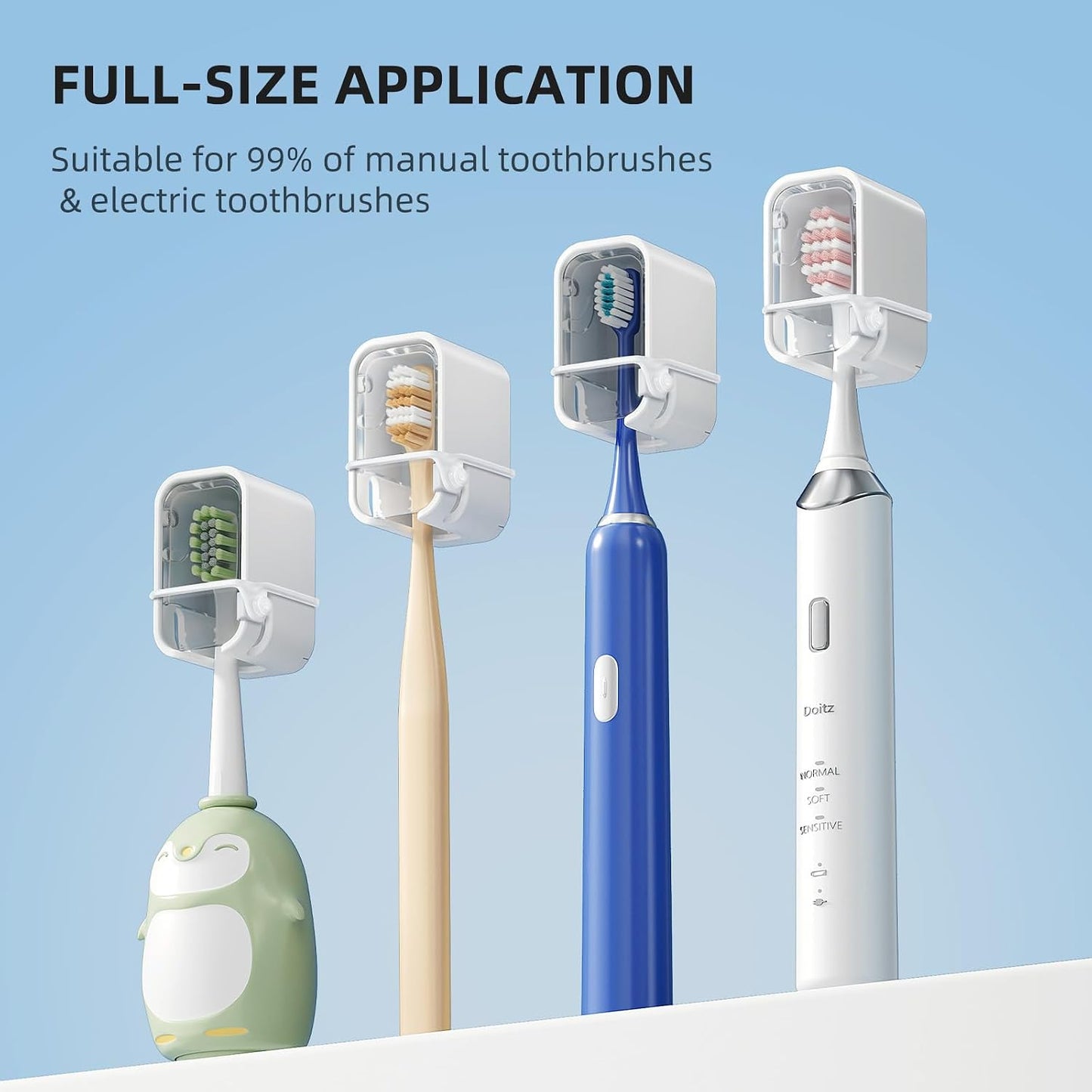 Travel Toothbrush Cover 2PCS,【Innovative Band Design】 Stay Closed Electric Toothbrush Covers Caps, Toothbrush Head Cover for Travel, Camping,Bathroom, Business