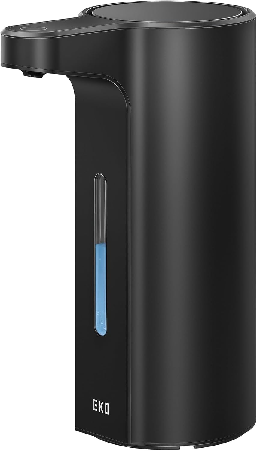 EKO Aroma 9 fl oz Automatic Liquid Soap Dispenser, Rechargeable & Water-Resistant Soap Dispenser for Kitchen and Bathroom with Adjustable Volume Control (Matte Black Steel)