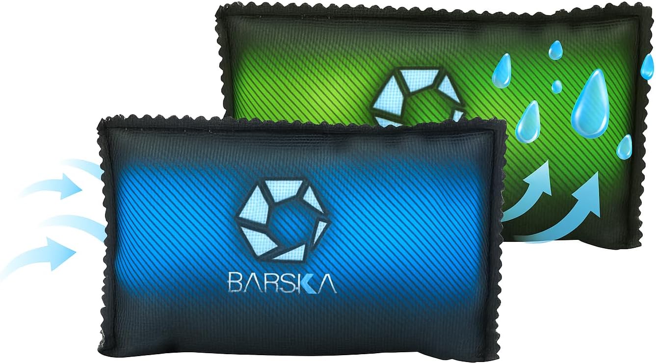 BARSKA Rechargeable Desiccant Dehumidifier - Safe Moisture Absorber for Home Closets, Gun Safes, Basement, Garage, Cars - Microwaveable - Portable Blue Dehumidifying Solution