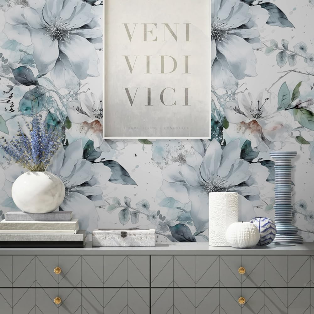 18"x236" Boho Cream/Brown Daisy Flower Peel and Stick Self Adhesive Wallpaper Removable Contact Paper Stick on Easy Peel Off Wall Paper for Kitchen Bedroom Bathroom Renter