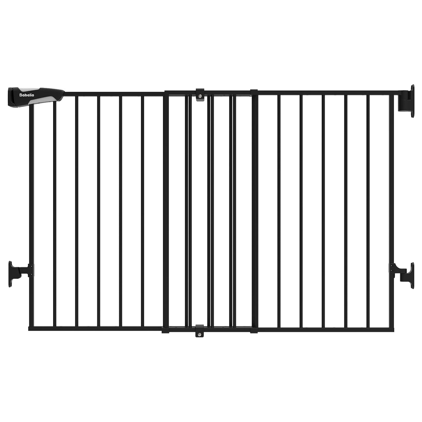 Babelio Baby Gate for Stairs, Kitchen & Doorways, No Bottom Bar| One-Handed Operation| Auto-Close| Hardware Mount (Drill Needed) Safety Dog/Pet Gate (Black - B17, 26-43" W, 28" H)