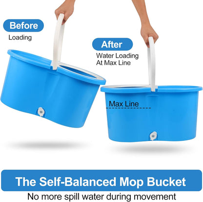 Spin Mop and Bucket with Wringer Set, 360° Spinning Mop Bucket System with 3 Microfiber Mop Replacement Heads, Adjustable Handle for Floor Cleaning (Green)