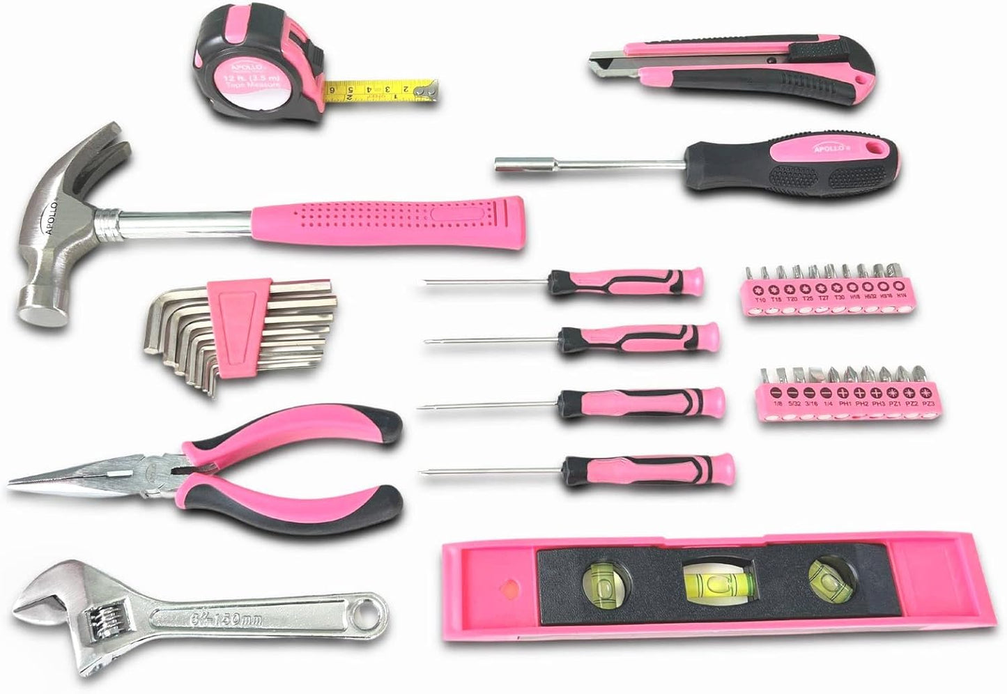 Apollo Tools Original 39 Piece General Household Tool Set in Toolbox Storage Case with Essential Hand Tools for Everyday Home Repairs, DIY and Crafts Red/Black - DT9706