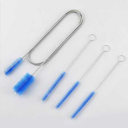 Flexible Drain Brush Cleaner Kit – 5ft Long Elastic Double Head Nylon Cleaning Brush + 3pcs 10inch Straw Brushes for Aquarium Water Filter Pipe Hose Air Tube Fish Tank Tub Sinks Glass Vase