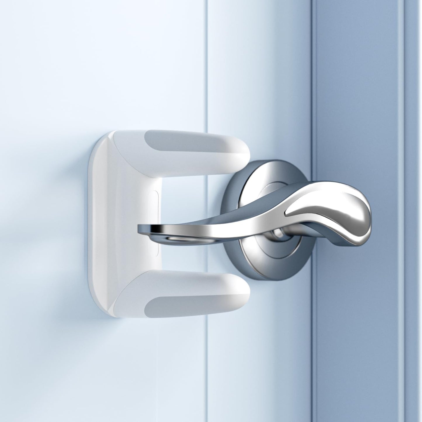 SAFELON 2 PCS Baby Safety Door Lever Locks， Door Handle Locks for Childproof & Petproof, Invisible Switch to Prevent Children from Opening The Door, No Screws or Drill
