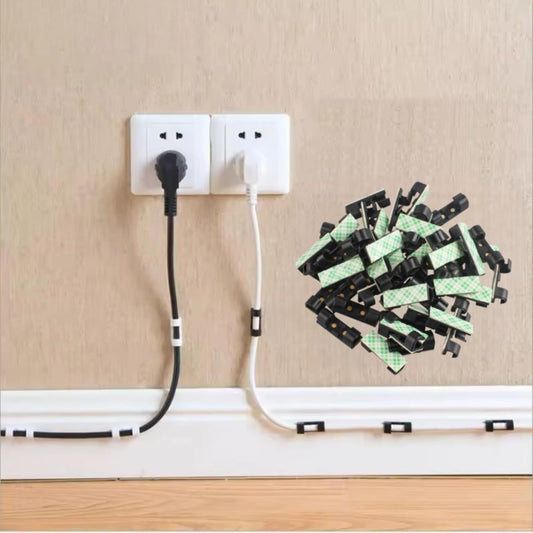 20 Pieces Strong Adhesive Cable Wire Management Clips - Self-Adhesive Cord Organizer Clamps for Wall, Under Desk, Car, Office & Home (Black)