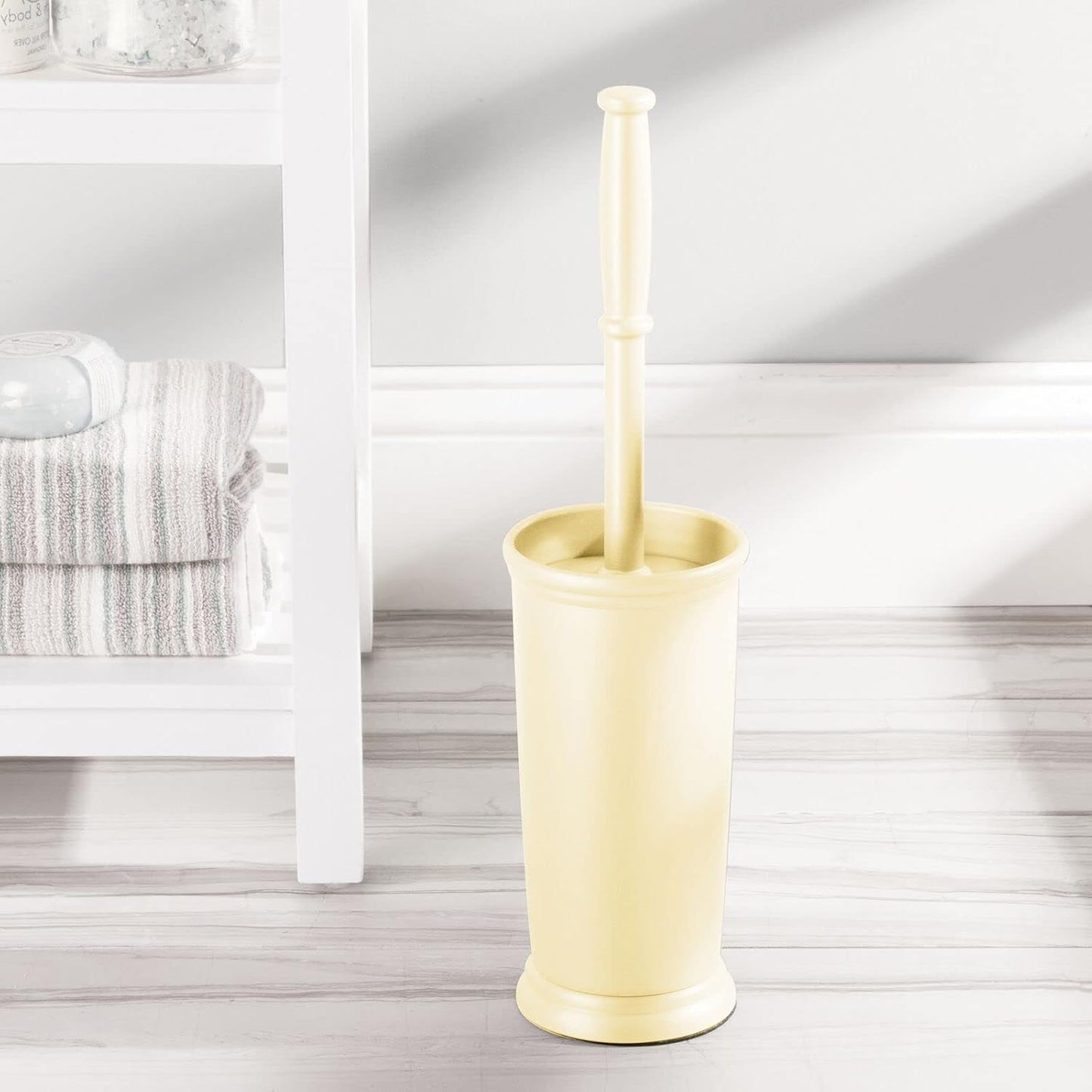 mDesign Metal Freestanding Slim Toilet Bowl Brush and Holder