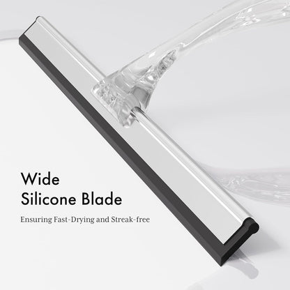 AmazerBath Shower Squeegee for Glass Doors, All-Purpose Squeegee with Suction Hook & Adhesive Hook, Clear Squeegee for Shower Glass, Windows, Mirrors, Tiles and Car Windows - 10 Inches, Clear