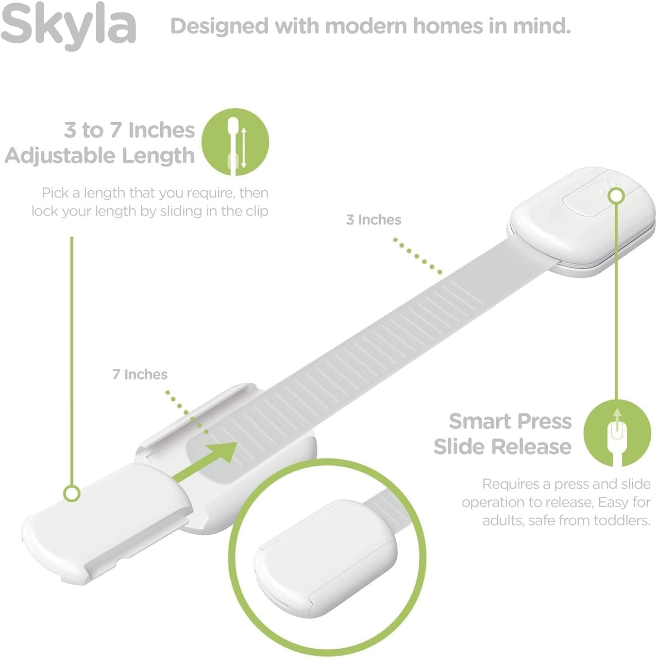 Safety Locks 8-Pack – Strong 3M Adhesive Cabinet & Drawer Locks, No Screws or Magnets Required – Easy, Tool-Free Installation for Cabinets, Furniture, Kitchen, Ovens, Toilet Seats