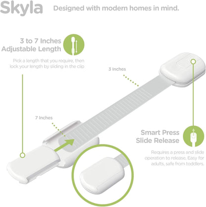 Safety Locks 8-Pack – Strong 3M Adhesive Cabinet & Drawer Locks, No Screws or Magnets Required – Easy, Tool-Free Installation for Cabinets, Furniture, Kitchen, Ovens, Toilet Seats