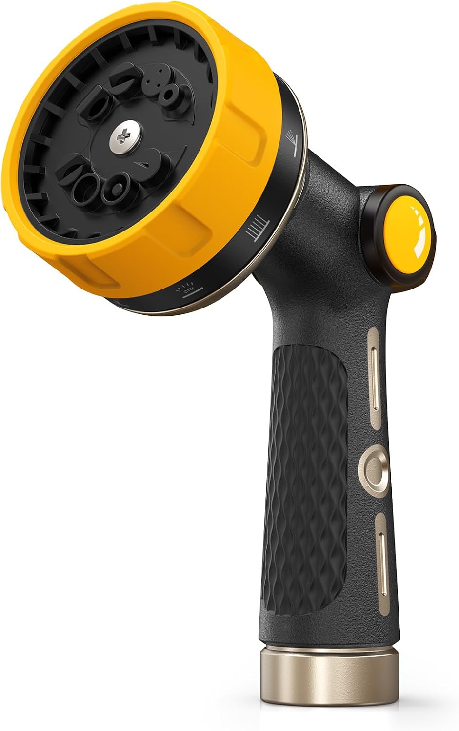 RAINPOINT Garden Hose Nozzle Heavy Duty - 100% Metal Thumb Control Spray Nozzles for Garden Hose High Pressure, 10 Patterns Water Hose Nozzle for Car Wash, Watering Lawn and Pets, Green