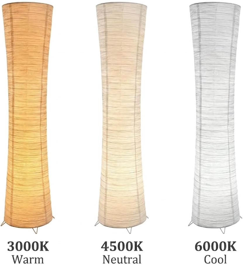 Tall Rice Paper Floor Lamp LED Light with Remote Dimmable Control, Japanese Style Ambient Standing Lamp for Living Room Bedroom Office Modern Home Decor Lighting