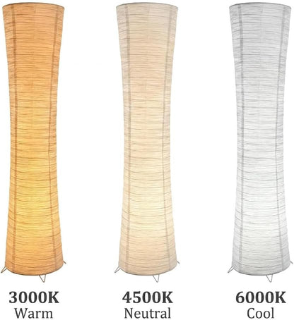 Tall Rice Paper Floor Lamp LED Light with Remote Dimmable Control, Japanese Style Ambient Standing Lamp for Living Room Bedroom Office Modern Home Decor Lighting