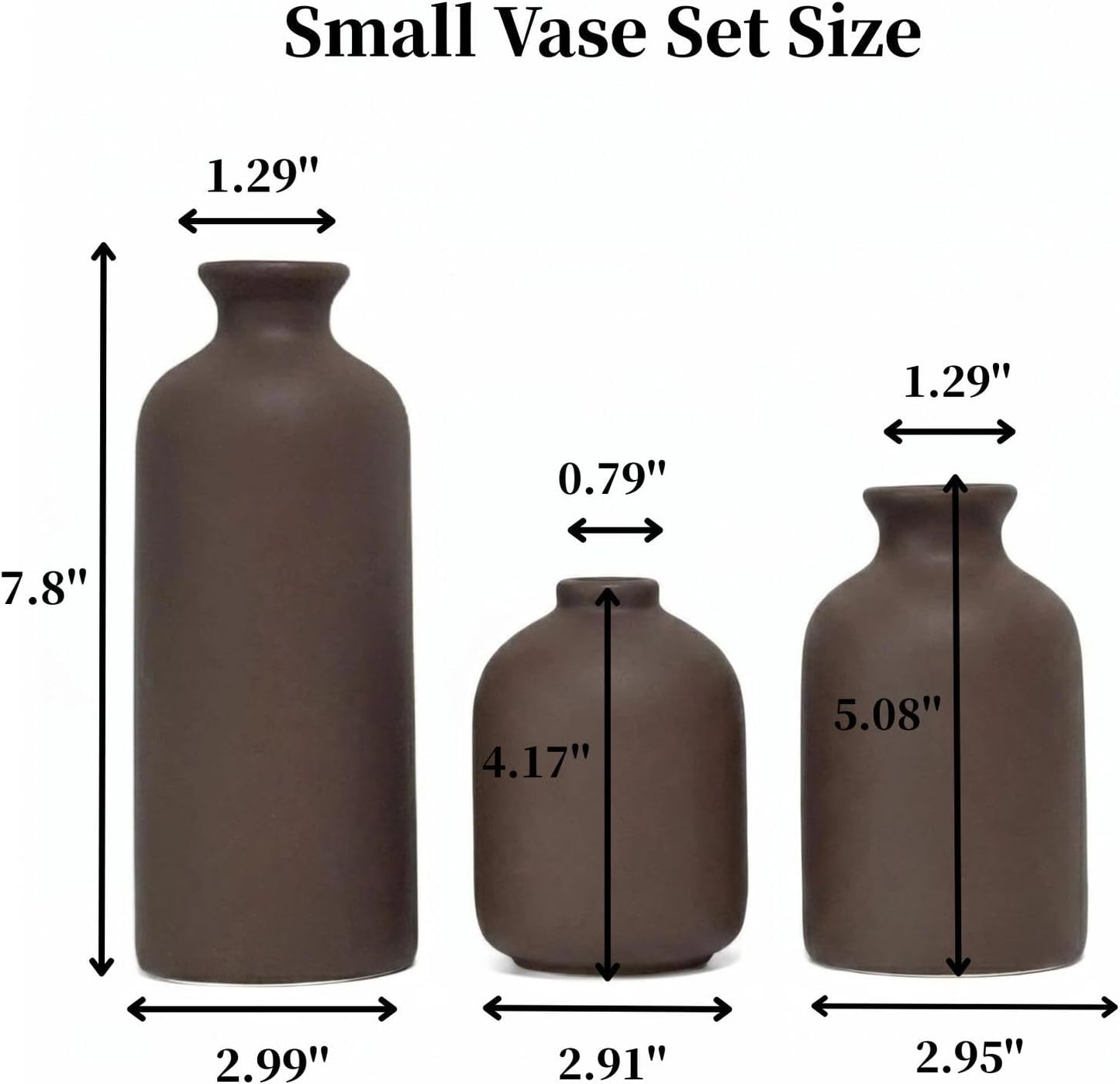 Small Ceramic Vase Set of 3, Boho Home Decor Vases for Dried Flowers,Farmhouse,Shelf,Bathroom,Centerpiece for Entryway Table Decoration Gifts