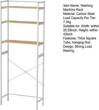 Over Washer and Dryer Shelves,Heavy Duty Laundry Room Storage Organization Clothes Drying Rack, 3-Tiers Bathroom Storage Shelf, Laundry Room Storage and Organizer Standing Shelf