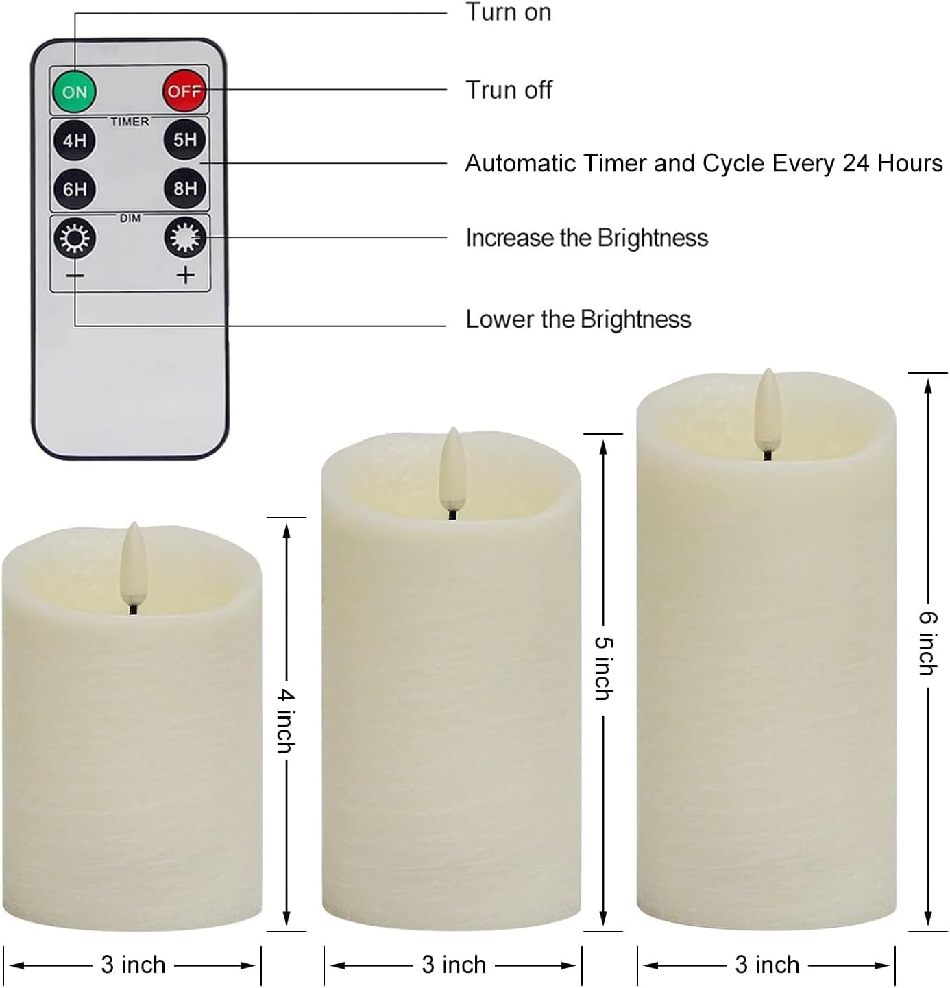 ANGELLOONG Flickering Flameless Candles, Realistic Battery Operated Candles with Remote and Timer, Set of 3 LED Candles for Room Fall Home Wedding Decor Centerpieces Table Party Valentines Decorations