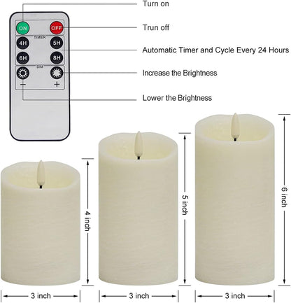 ANGELLOONG Flickering Flameless Candles, Realistic Battery Operated Candles with Remote and Timer, Set of 3 LED Candles for Room Fall Home Wedding Decor Centerpieces Table Party Valentines Decorations