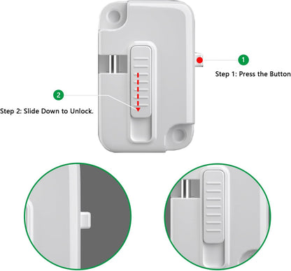 Cabinet Locks for Babies (2 Pack), Heavy Refrigerator Lock, for Fridge, Cabinets, Drawers, Dishwasher, Toilet, Window and Child Locks for Cabinets, Strong non-marking Adhesive No Drilling