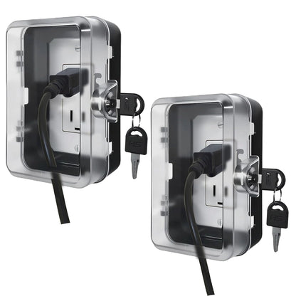Child Proof Outlet Lock Box with 2 Durable Keys - Heavy Duty Safety Cover for Baby Proofing, Tool-Free Installation, More Space for Large Plugs Universal Fit Socket Protector (1Pack, Black)