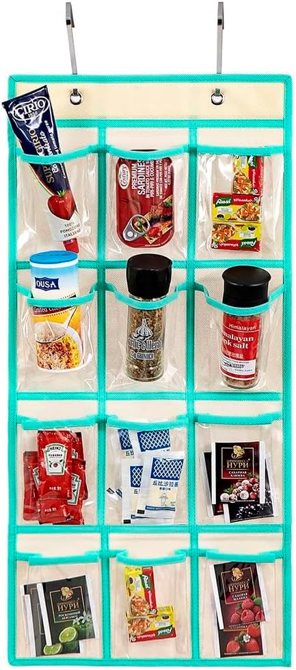 Classroom Pocket Chart For Cell Phones Calculators Over The Door Hanging Closet Underwear Sock Jewelry Organizer Holder 12 Clear Pockets (PURPLE)