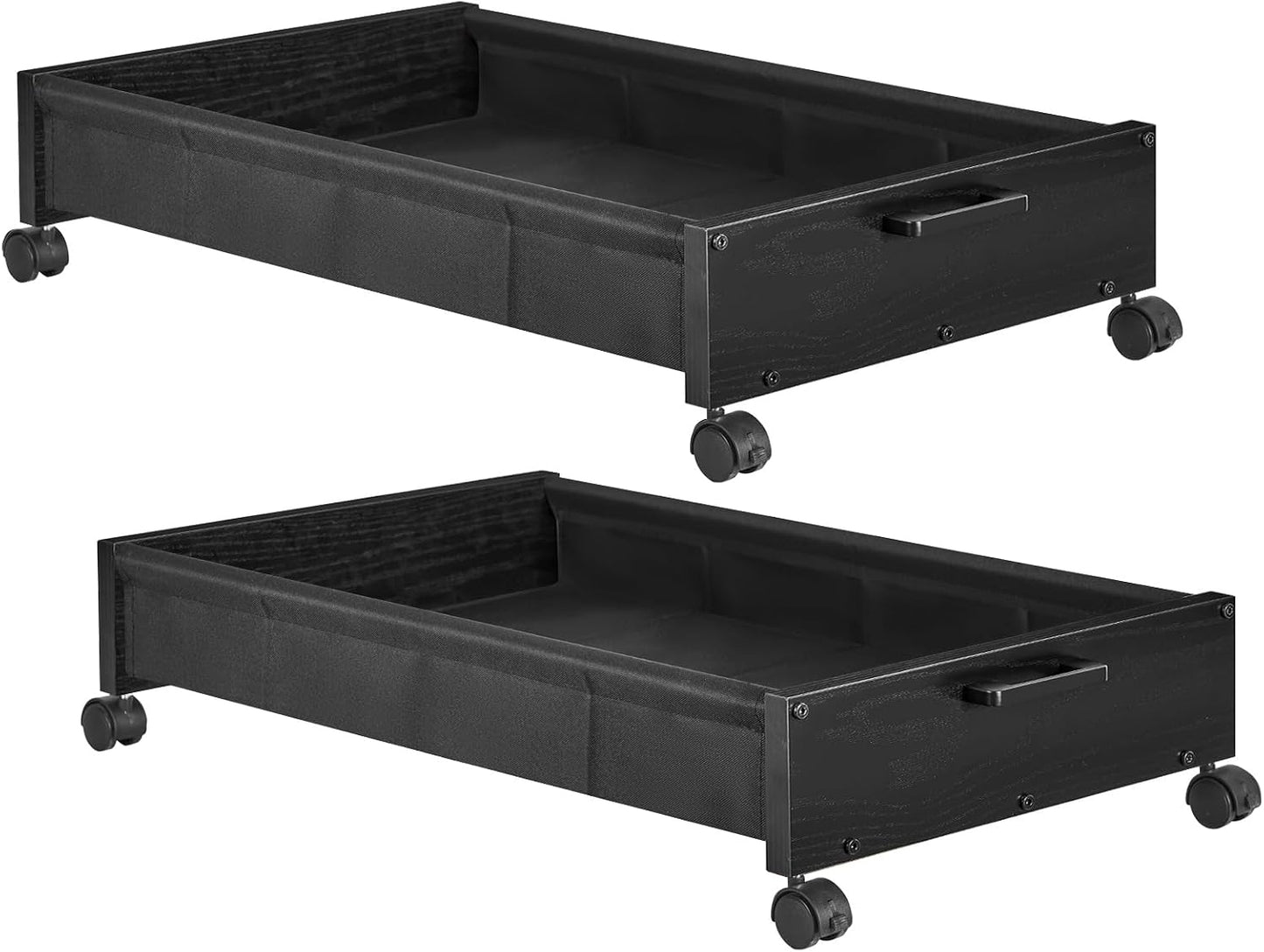 FOUCSSOMEI Under Bed Storage with Wheels, Wooden Under Bed Drawers On Wheels, Rolling Under Bed Shoe Storage, Space Saving, Rustic Brown,30L