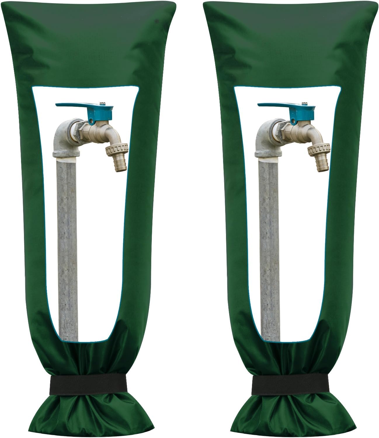 Frienda Outdoor Faucet Cover for Winter Freeze Protection 25'' x 10'' Winter Outside Large Backflow Preventer Insulation Spigot Hose Bib Cover for Garden Lawn Faucet Yard Hydrant(Green,2 Pieces)