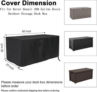 Outdoor Storage Box Cover for Keter XXL 230 Gallon Plastic Deck Storage Container Box,Waterproof Patio Storage Box Covers - 58 x 33 x 34 Inch