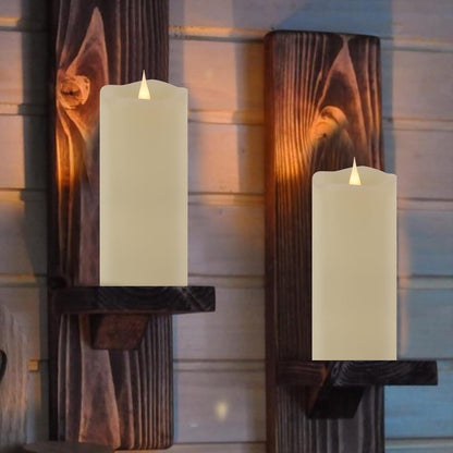 TECHLONG Flameless Candles with Remote Timer, 3D Moving Flickering Flame Battery Operated Candles Lasting 1000+ Hours, 3" x 5" Ivory Real Wax Electric LED Pillar Candles, Set of 2