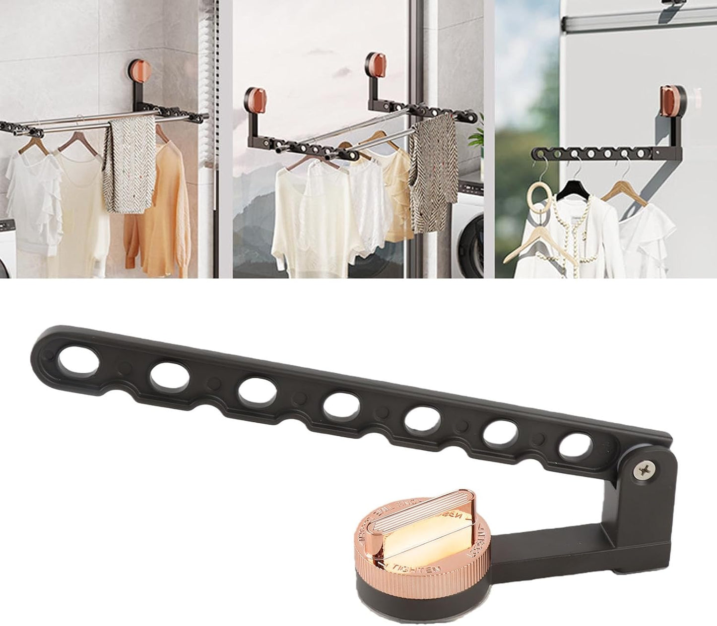 Wall Mounted Multifunctional Folding Clothes Drying Rack Sturdy Aluminum Alloy Laundry Hanger for Balcony RVs Apartments