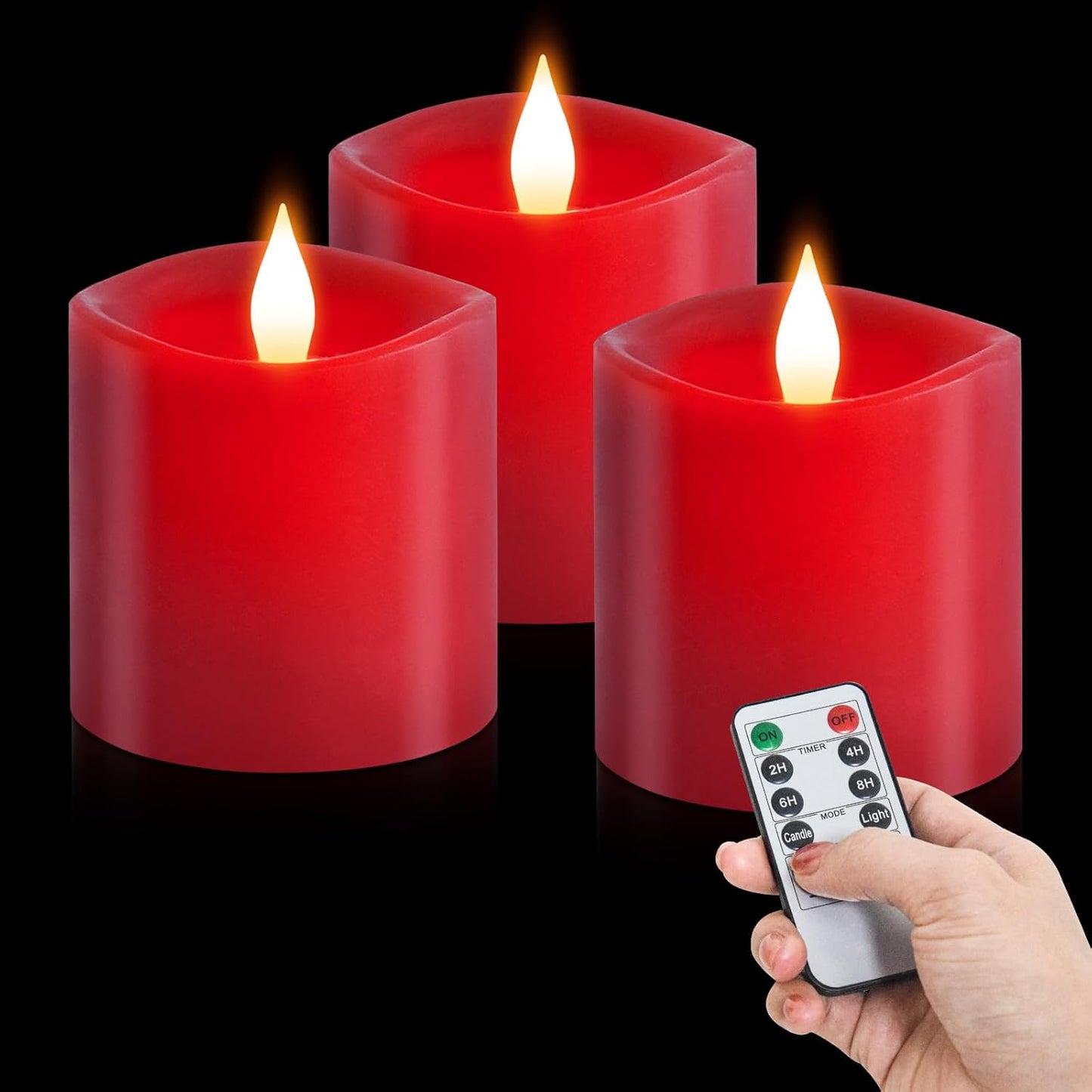 3x4 Flickering Flameless Candles Set of 3,Real Wax Pillar LED Candles,with Timer,4 inch Flameless Candles with Remote,for Party Wedding Holiday Home Decor,Ivory