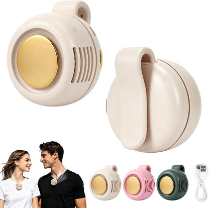 Portable Silent Mini Bladeless Electric Fan Clip On,Mini Bladeless Fans with Clip,3 Speeds Hands-Free Small Whirlwind Bladeless Fan Neck Fans,Rechargeable Tiny Fan Clips On Shirt (White-1pcs)