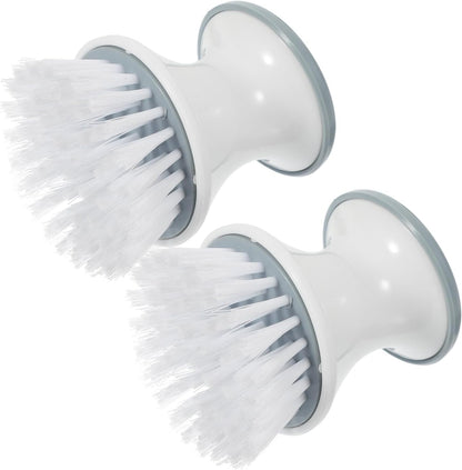 TOYANDONA 2pcs Kitchen Scrub Brush for Cleaning Dishes and Pans Round Head Stiff Bristles Plastic Handle Small Dishwashing Scrubber for Sink and Vegetable Cleaning