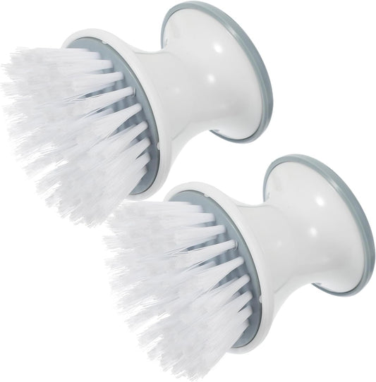 TOYANDONA 2pcs Kitchen Scrub Brush for Cleaning Dishes and Pans Round Head Stiff Bristles Plastic Handle Small Dishwashing Scrubber for Sink and Vegetable Cleaning