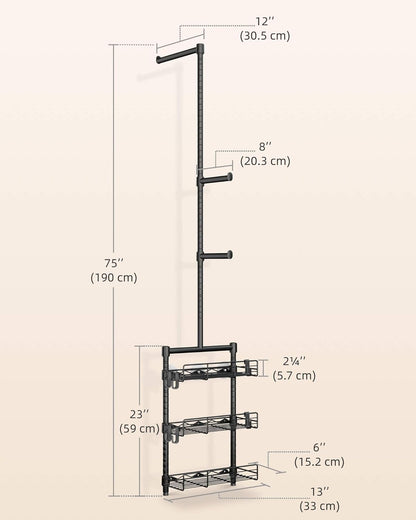 Laundry Room Shelves - Over the Washer and Dryer Storage Shelf, Laundry Hanging Rod with Basket and Hanger Organizer for Laundry Room Organization