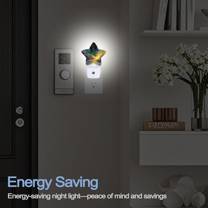Lavender Butterfly Nightlight,Summer Flowers Star Night Lights Plug into Wall Decorations for Bedroom Bathroom,Dusk to Dawn Sensor Kitchen Hallway Stairs Energy Efficient Desk Lamp