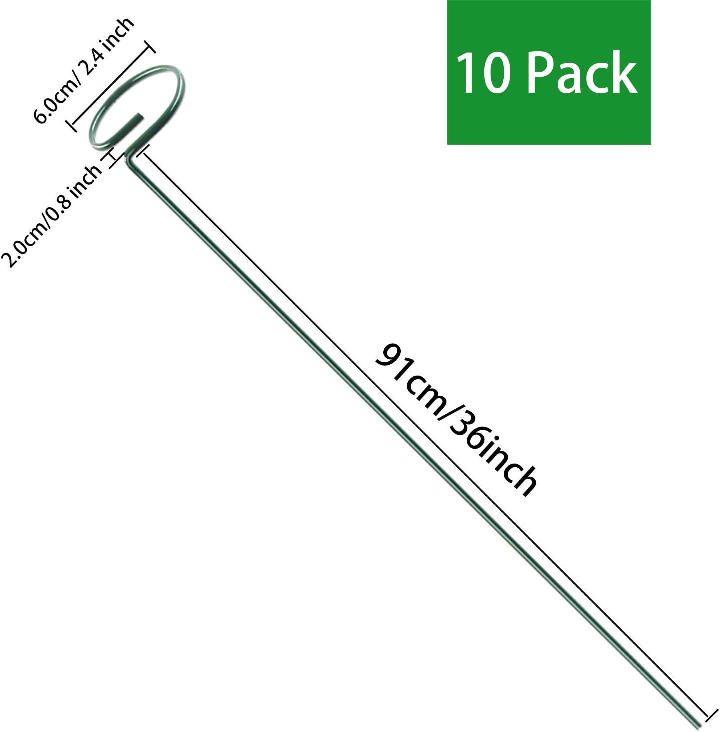 HiGift 17 inch Plant Support Stakes, 4mm Thick Garden Single Stem Flower Support Stake Amaryllis Plant Cage Support Rings with 10 pcs Plant Clips for Tomato Orchid Lily Peony Rose Flower Stem-5 Pack